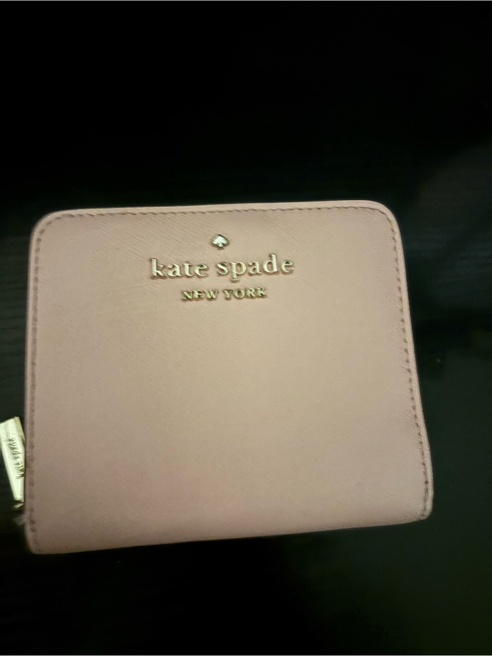 kate spade Blush Zip Wallet with Gold Logo